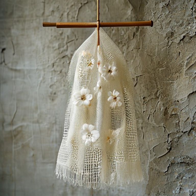 Embroidered Net in ivory white · Ridh Fabric Studio