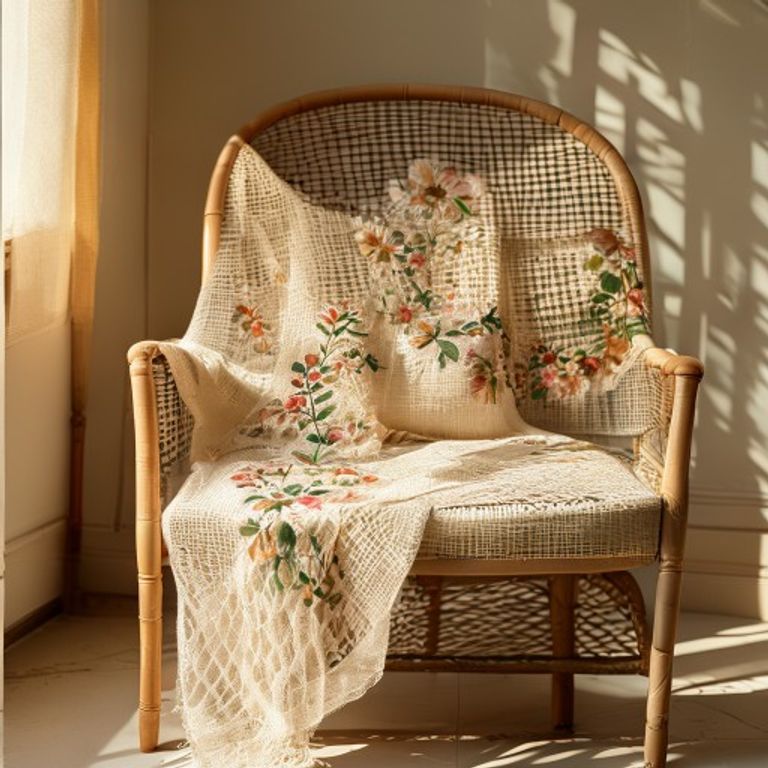 Embroidered Net in natural undyed · Ridh Fabric Studio