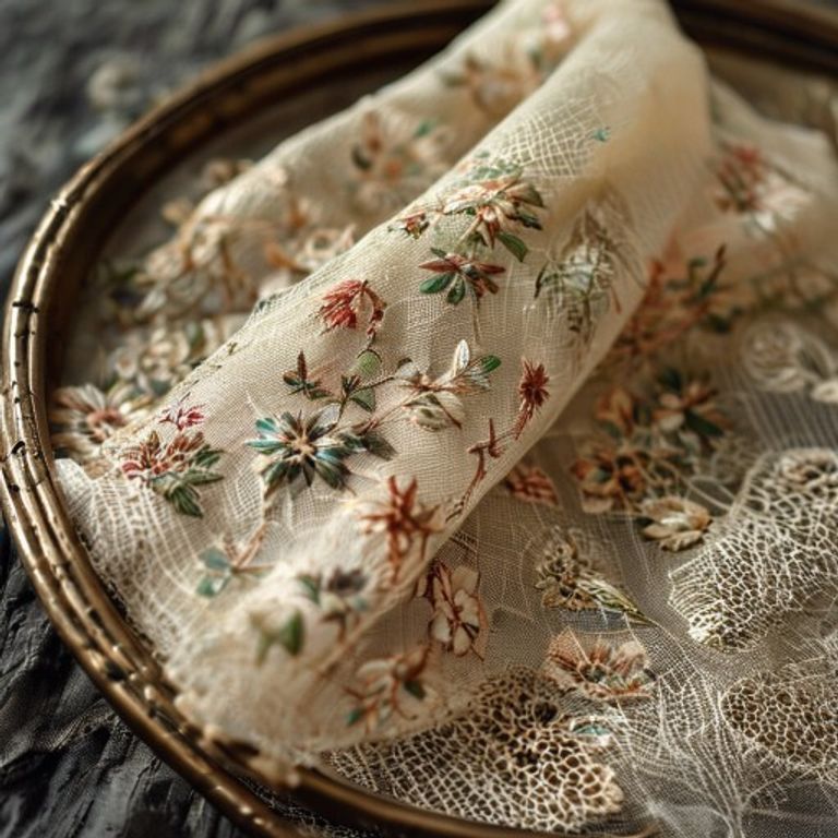 Embroidered Net in natural undyed · Ridh Fabric Studio