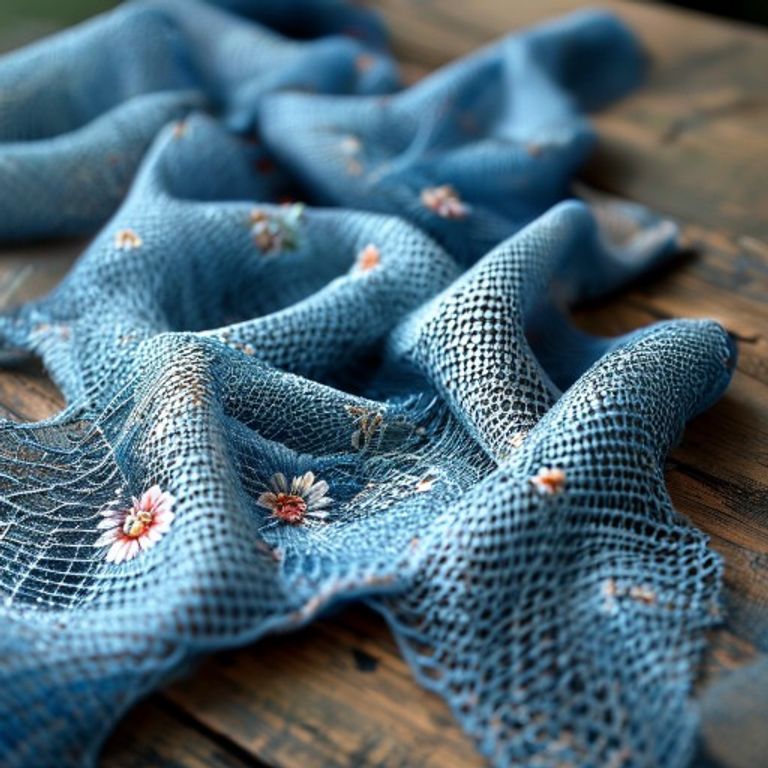 Embroidered Net in sky blue · Ridh Fabric Studio