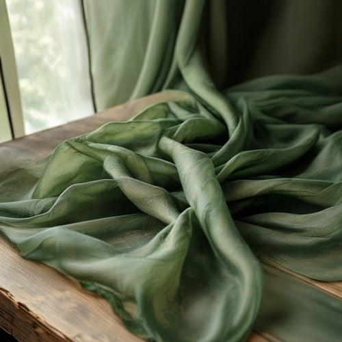 Organza Silk in mehandi olive green · Ridh Fabric Studio