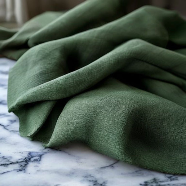 Premium Linen in deep forest green · Ridh Fabric Studio
