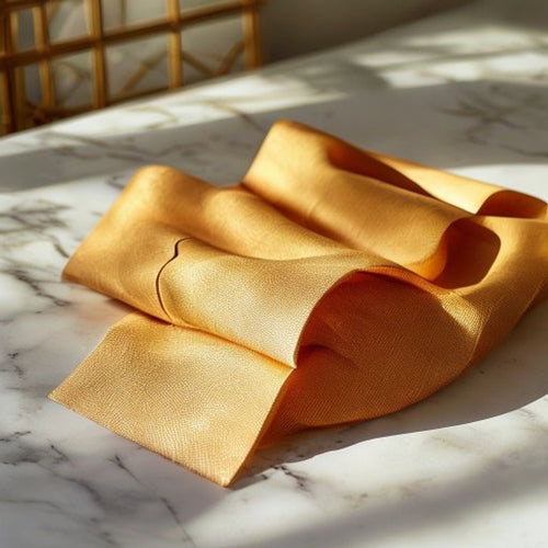 Silk Tissue in deep mustard · Ridh Fabric Studio