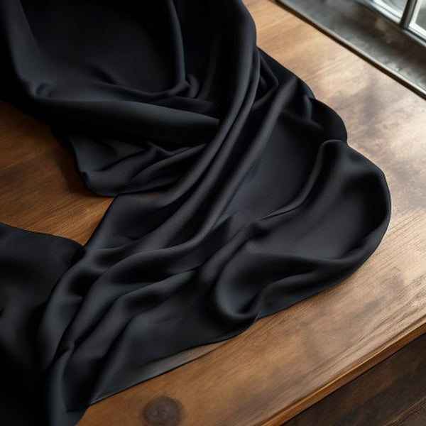 Smooth Santoon in deep black · Ridh Fabric Studio