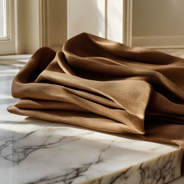 Tussar Silk in rich brown · Ridh Fabric Studio