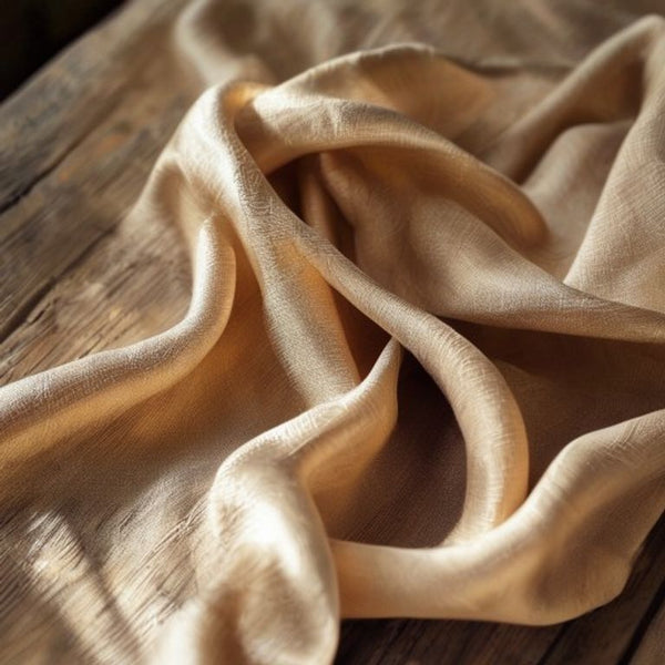 Tussar Silk in warm beige · Ridh Fabric Studio