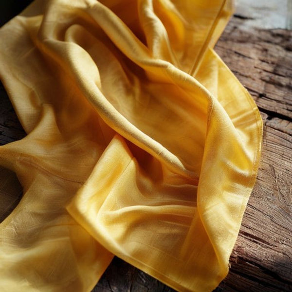 Tussar Silk in warm yellow · Ridh Fabric Studio