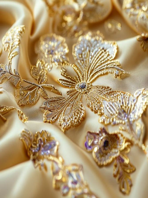 Embroidered fabric — hand-selected at Ridh Fabric Studio, Egmore
