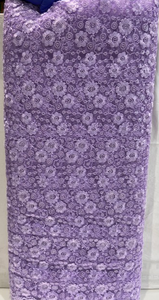 Purple thread with allover Net embroidered fabric 1111