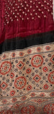 Maroon hand dyed bandhani with hand blocked modal gaji printed dupatta 2036