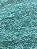 Teal blue lucknowi chikankari georgette embroidered fabric 3658