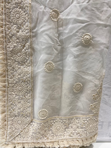 White dyeable thread with sequin allover Georgette Embroidered Dupatta 4554