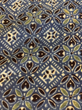 Blue vegetable dye handblock geometric cotton printed fabric 3607