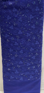 Blue thread with sequin allover net embroidered fabric 1212