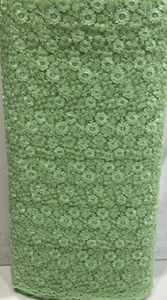 Green thread with allover Net Embroidered fabric 4532