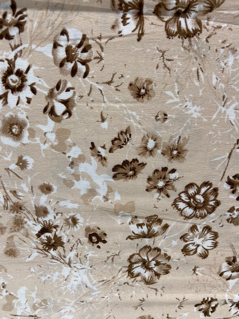 Earthy beige floral crepe printed fabric 3603