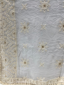 White dyeable thread with sequin allover georgette embroidered dupatta 4587