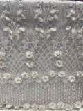 White 3d flowers and threadwork allover net embroidered fabric (60'') 3617