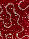 Red velvet sequin allover fabric 6534