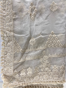 White dyeable thread with sequin allover Georgette Embroidered dupatta 4553