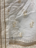 White dyeable thread with sequin allover Georgette Embroidered Dupatta 4569