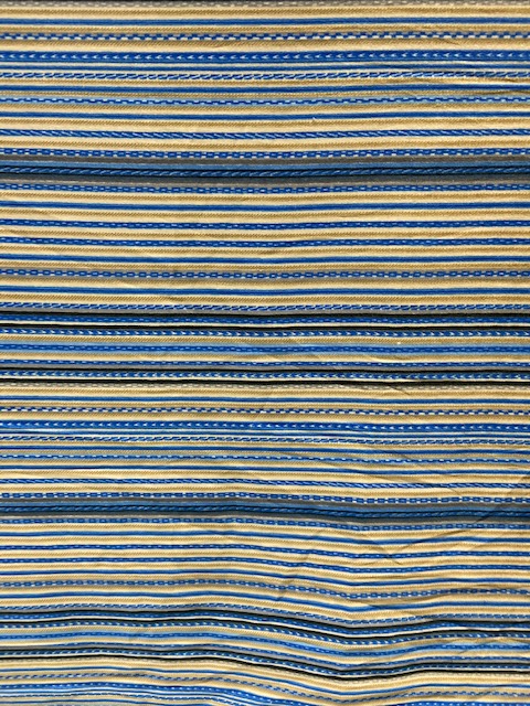 Beige blue stripes satin printed 3532