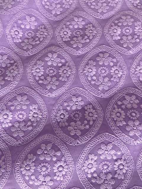 Mauve lavender lucknowi chikankari georgette embroidered fabric 3660