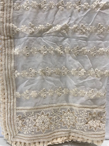 White dyeable thread with sequin allover Georgette Embroidered Dupatta 4543