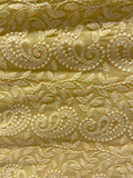 Yellow lucknowi chikankari georgette embroidered fabric 3657