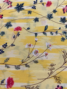 Yellow floral crepe printed fabric 3602