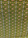 Green geometric ikkat cotton printed fabric 3596