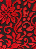 Black red brasso allover georgette embossed fabric 3600