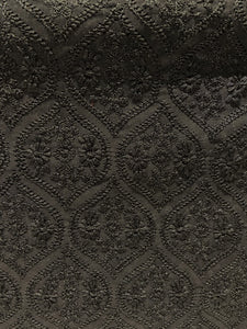 Black lucknowi chikankari georgette embroidered fabric 3654