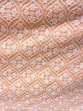 Peach lucknowi chikankari georgette embroidered fabric 3654