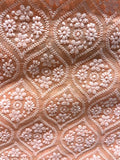 Peach lucknowi chikankari georgette embroidered fabric 3654