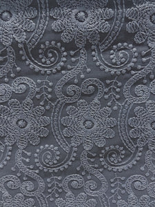 Grey lucknowi chikankari georgette embroidered fabric 3656