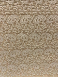 Beige lucknowi chikankari georgette embroidered fabric 3657