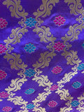 Ink blue brocade with blue and ranii minakari butti banarasi silk fabric 1111