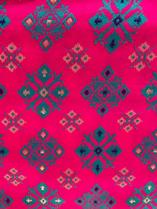 Pink brocade with patola style weaved banarasi silk fabric 1112