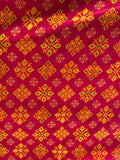 Red brocade with patola style weaved banarasi silk fabric 1112