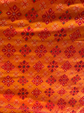 Orange brocade with patola style weaved banarasi silk fabric 1112