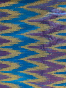 Blue violet brocade with ikkat style weaved banarasi silk fabric 1113