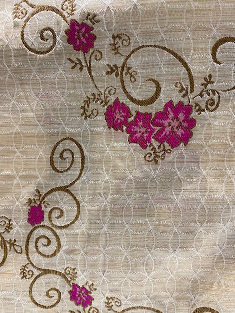 Cream brocade with allover weaved banarasi silk fabric 1114