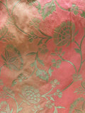 Baby pink and light orange shaded brocade allover weaved banarasi silk fabric 1117