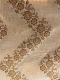 Cream brocade with chevron weaved banarasi silk fabric 1115