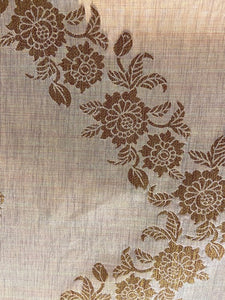 Cream brocade with chevron weaved banarasi silk fabric 1115