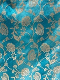 Blue light and dark shaded brocade allover weaved banarasi silk fabric 1117