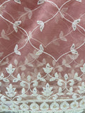 Earthy pink chikankari lucknowi thread and sequin net embroidered dupatta 4566