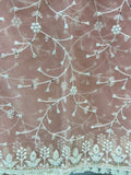 Earthy peach chikankari lucknowi thread and sequin net embroidered dupatta 4567