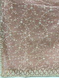 Earthy peach chikankari lucknowi thread and sequin net embroidered dupatta 4567